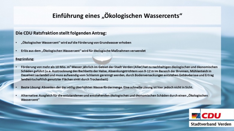 Einführung eines ökologischen Wassercents