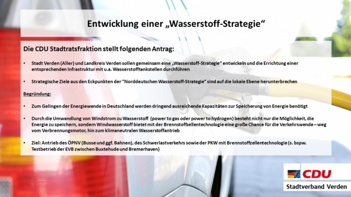 Entwicklung einer „Wasserstoff-Strategie“